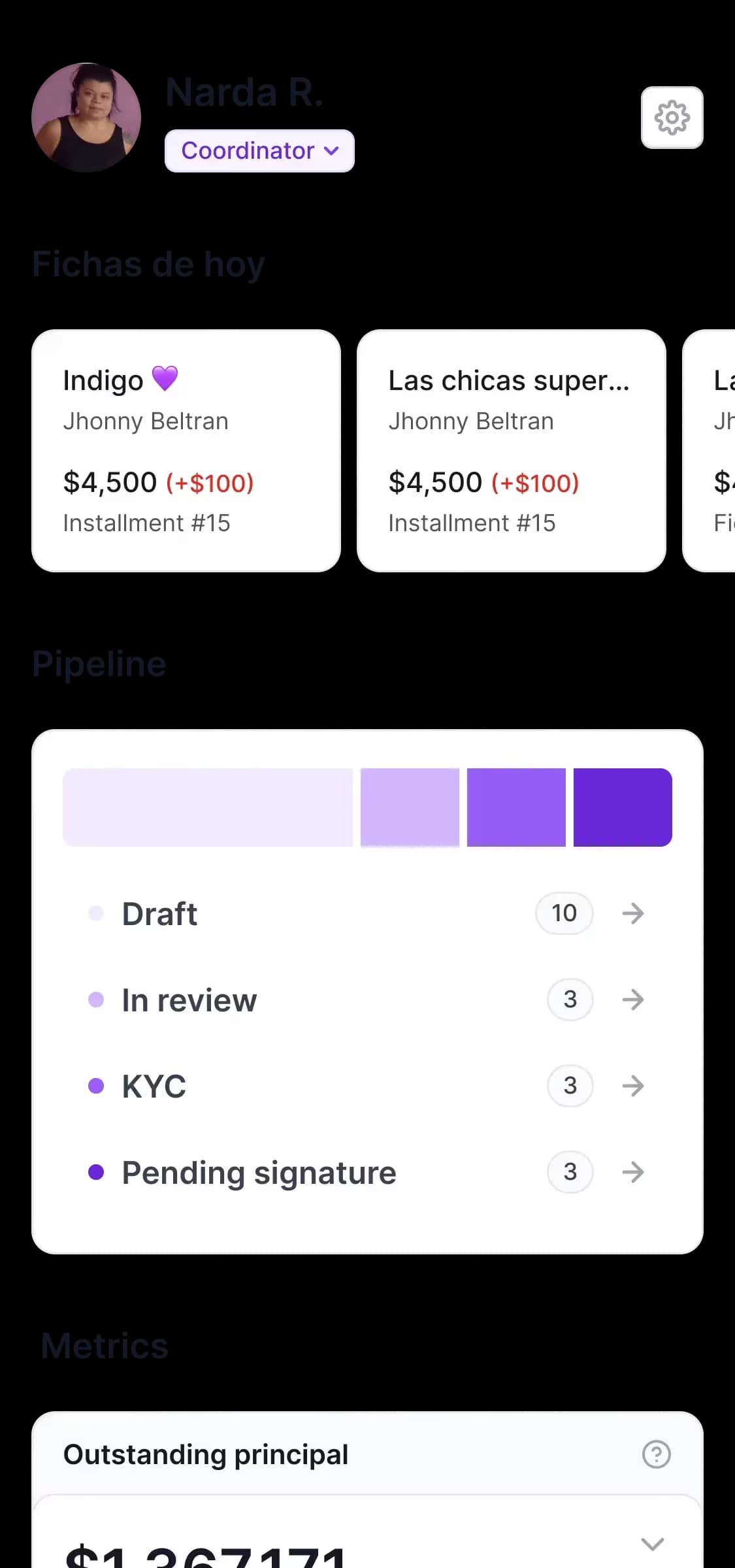 Coordinator dashboard