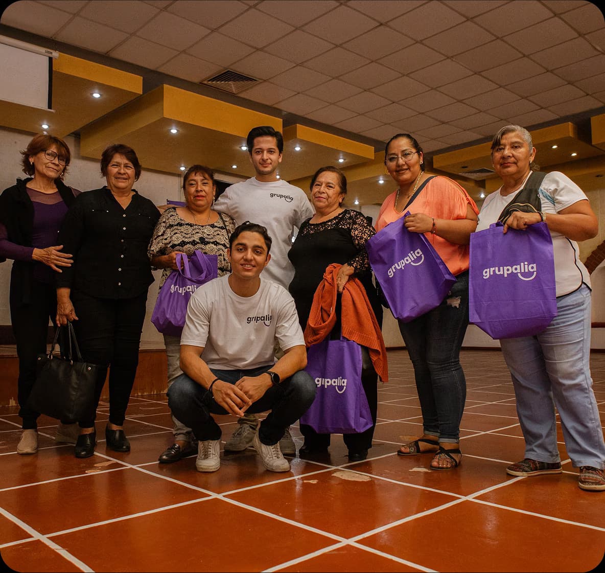 Grupalia community members with branded bags